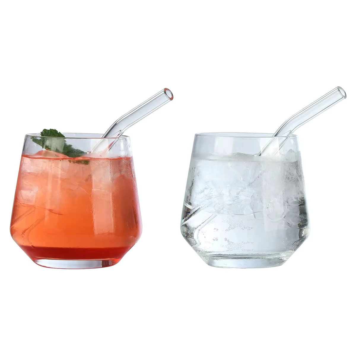6 Pailles Courtes en Verre Coudé