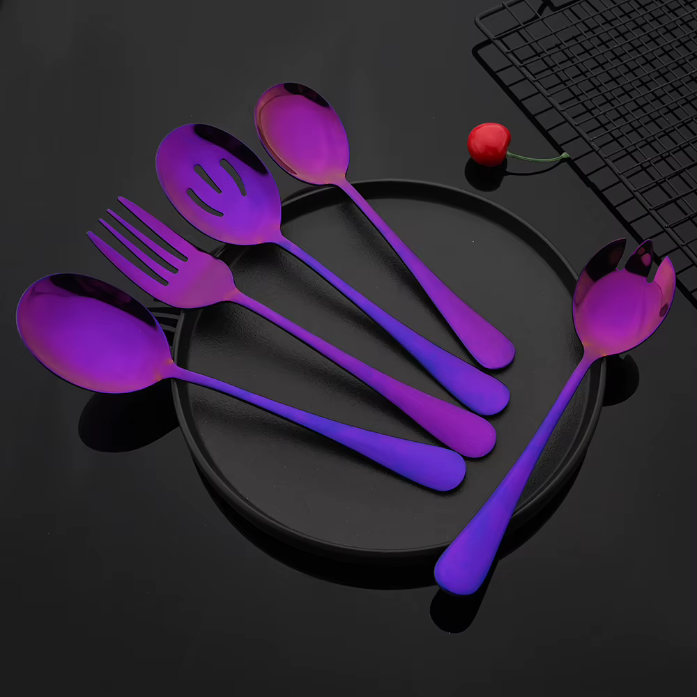 Cuillère à salade en acier inoxydable argenté