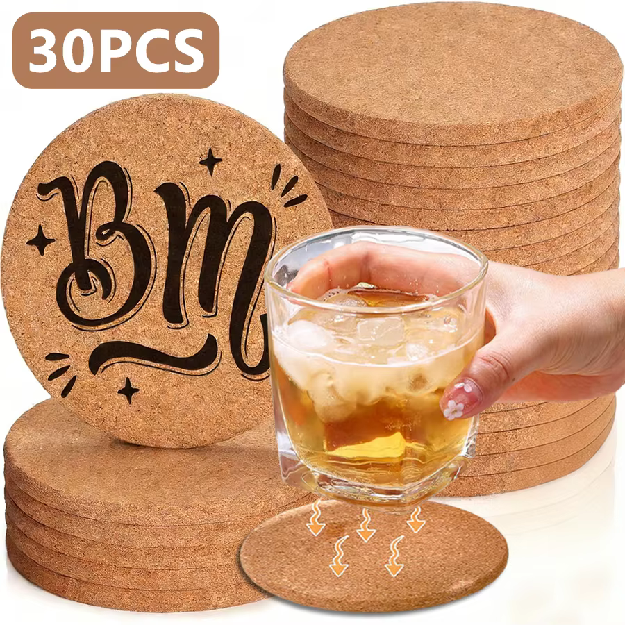 Sous-verres en liège, 5 à 30 pièces