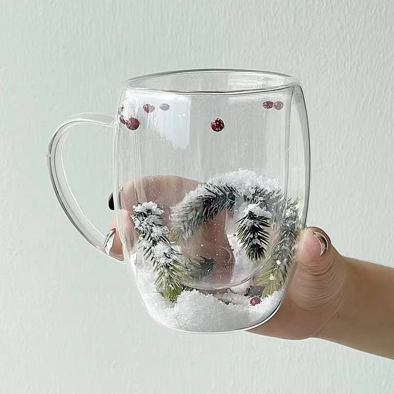 Tasse de noël en verre à Double paroi