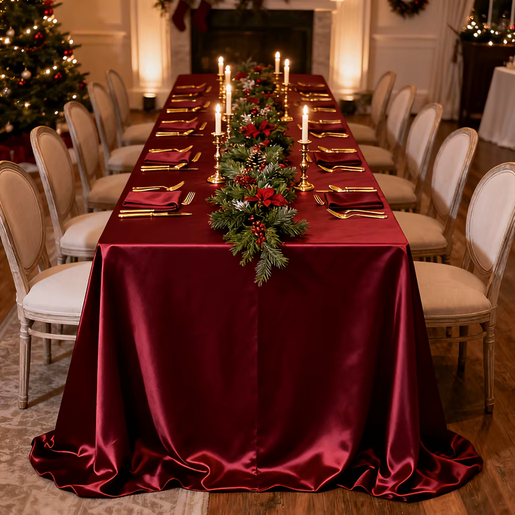 Nappe en satin or champagne