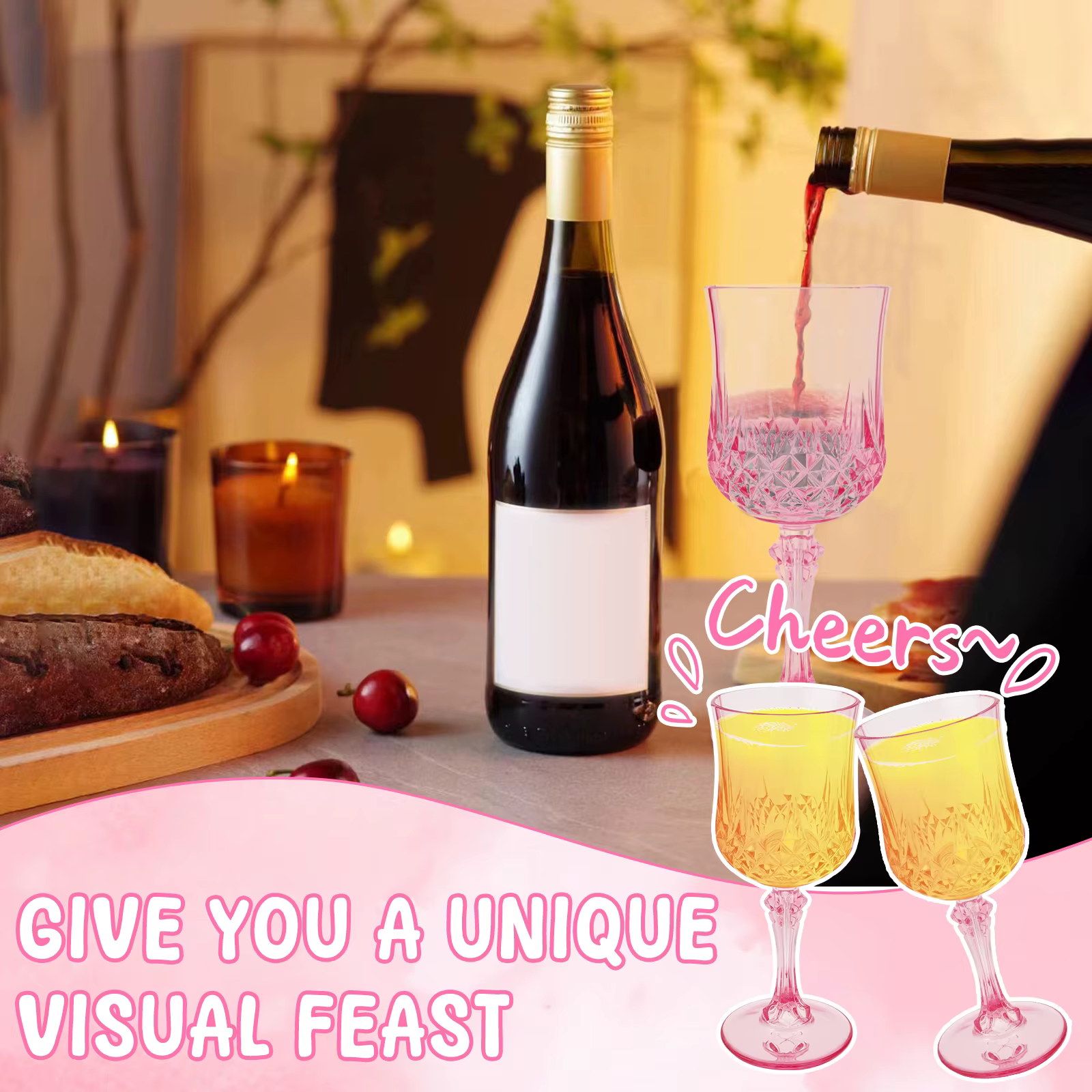 Ensemble de verres à vin en plastique