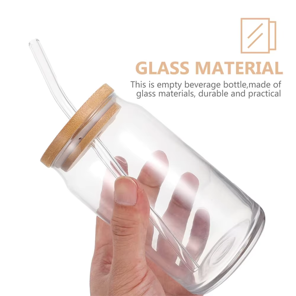 1 Pcs Disponible Mason Bocaux Café Tasse avec Pailles Couvercles Glacé