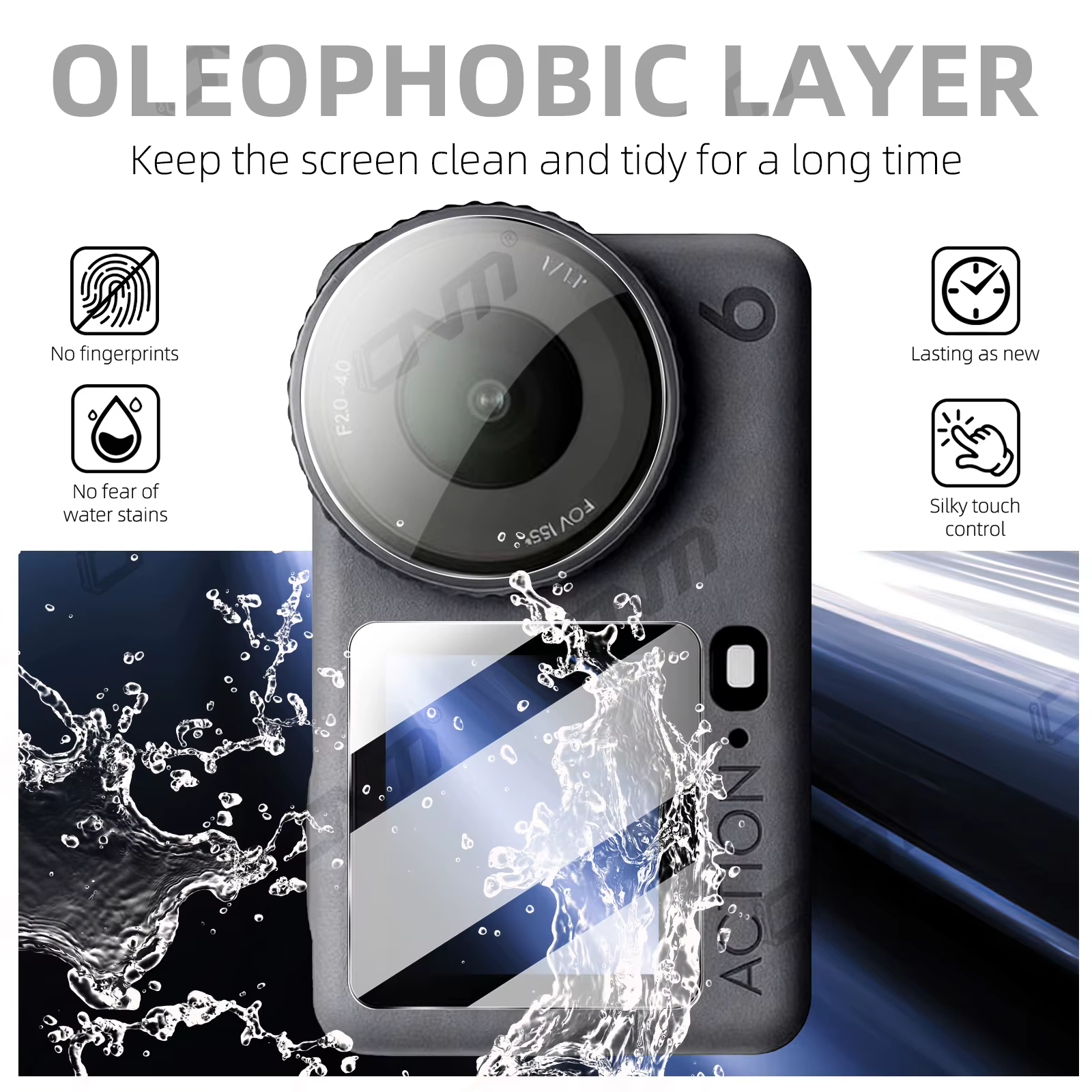 Protecteur d'écran en verre trempé pour DJI Action 6 - 9H, anti-rayures, anti-empreintes digitales, HD, transparent, sans bulles, installation facile