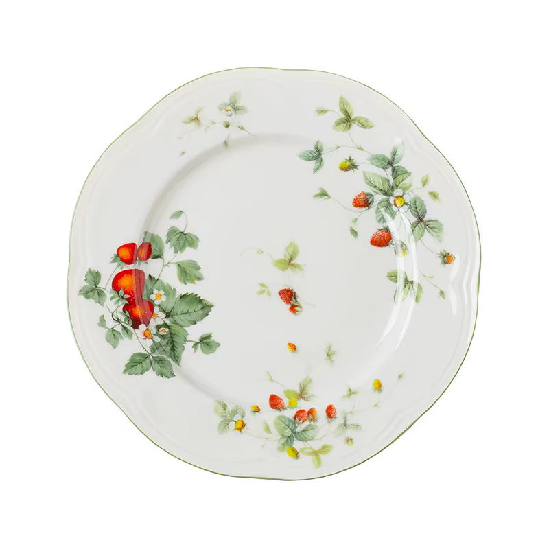 Ensemble d'assiettes et bols rétro aux fraises