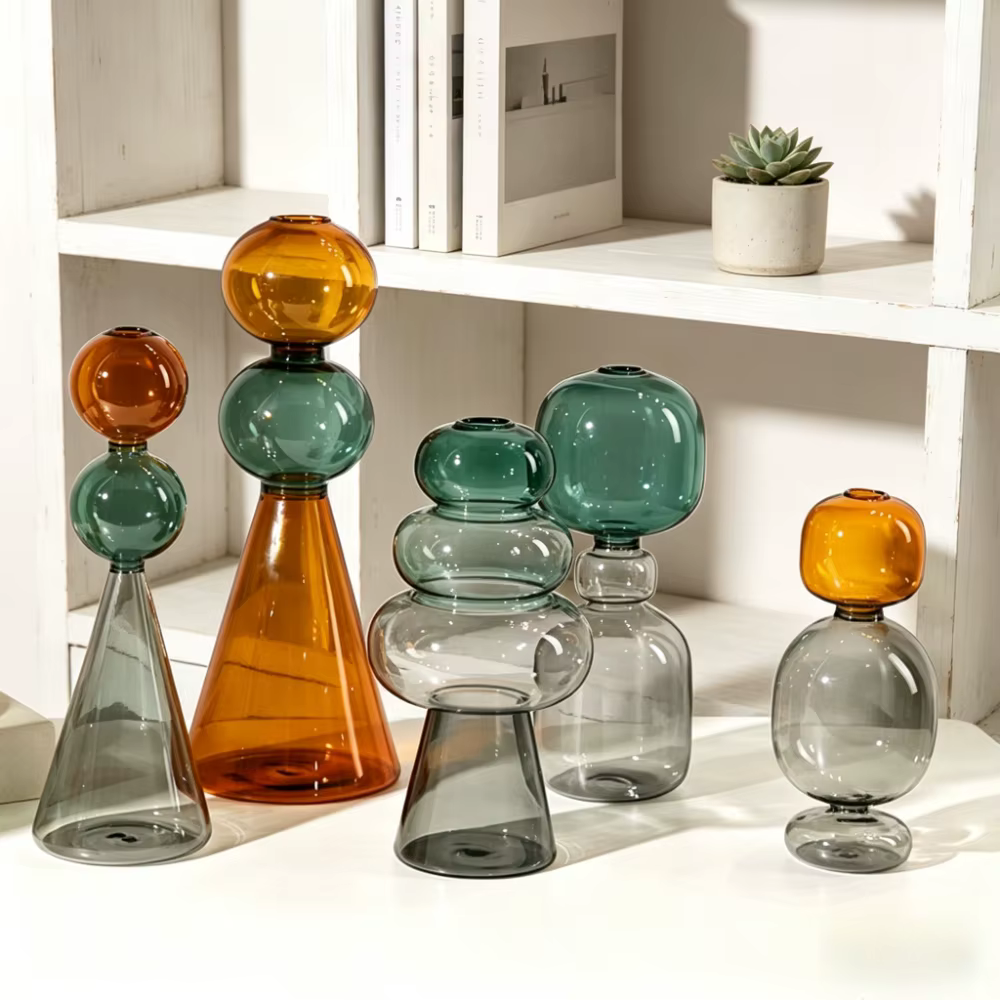 Vase en verre transparent à double couche