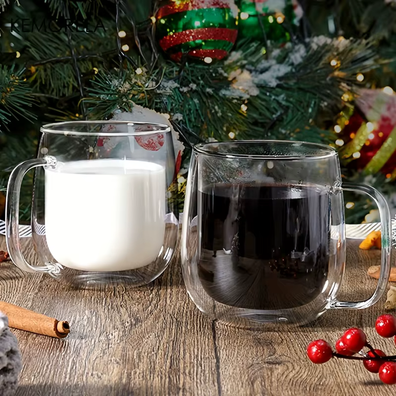 KEMORELA 1/2 pièces tasse à café Double paroi avec poignée