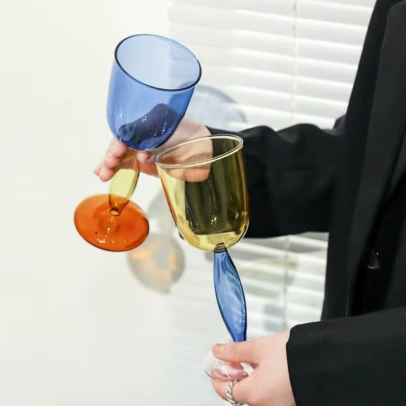 1 pièce Verre à vin coloré en verre borosilicaté