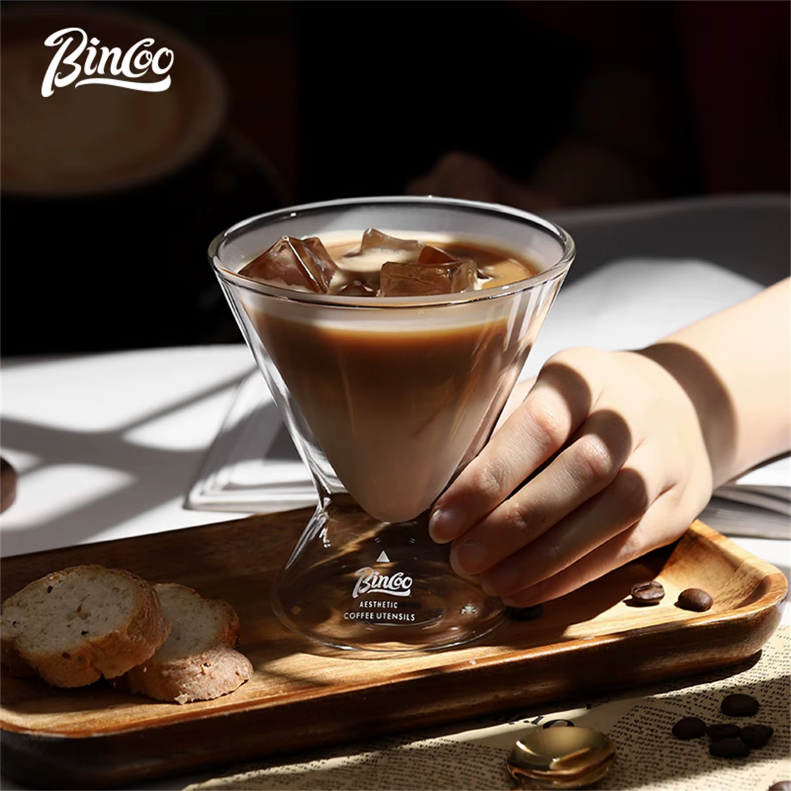 Bincoo Tasse à café en verre sablier isolé à double paroi