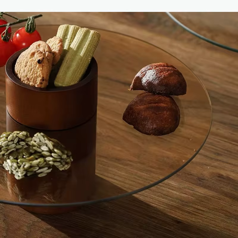 Plateau à gâteau en bois massif et verre, assiette à dessert sur pied, assiettes à pâtisserie, support à gâteau, assiette à fruits, plat à dim sum, assiette à pain, bol à snacks