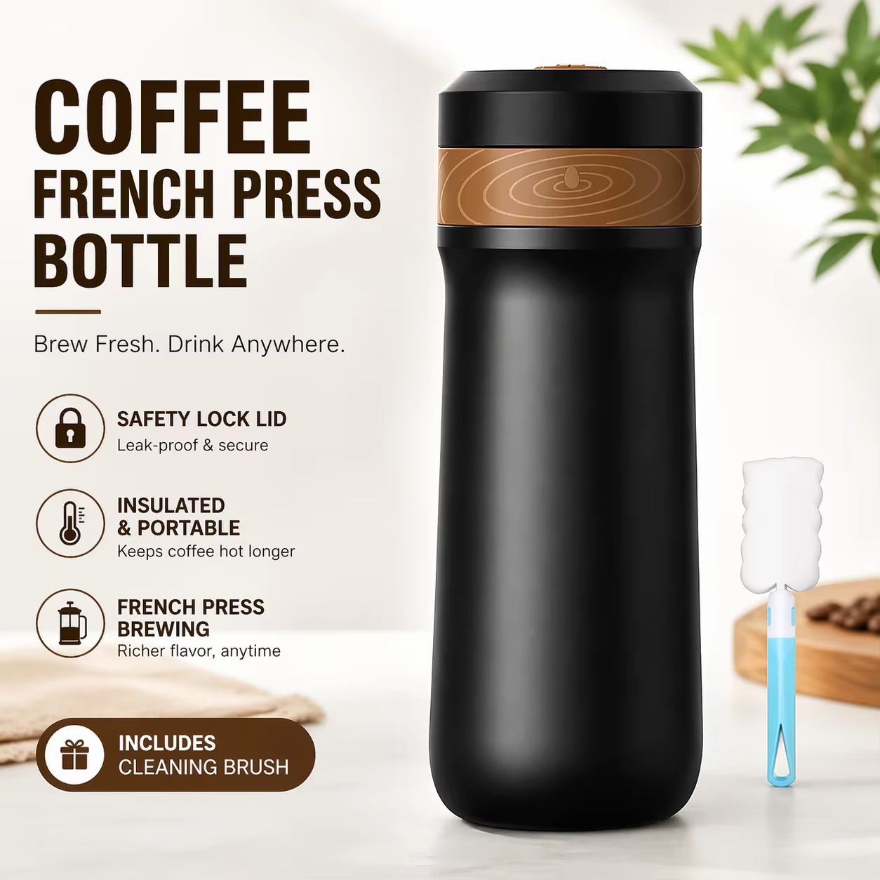 Mug à café portable French Press 320 ml