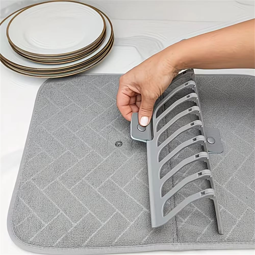 1 pièce Tapis et égouttoir à vaisselle pliable robuste avec support de comptoir gain de place