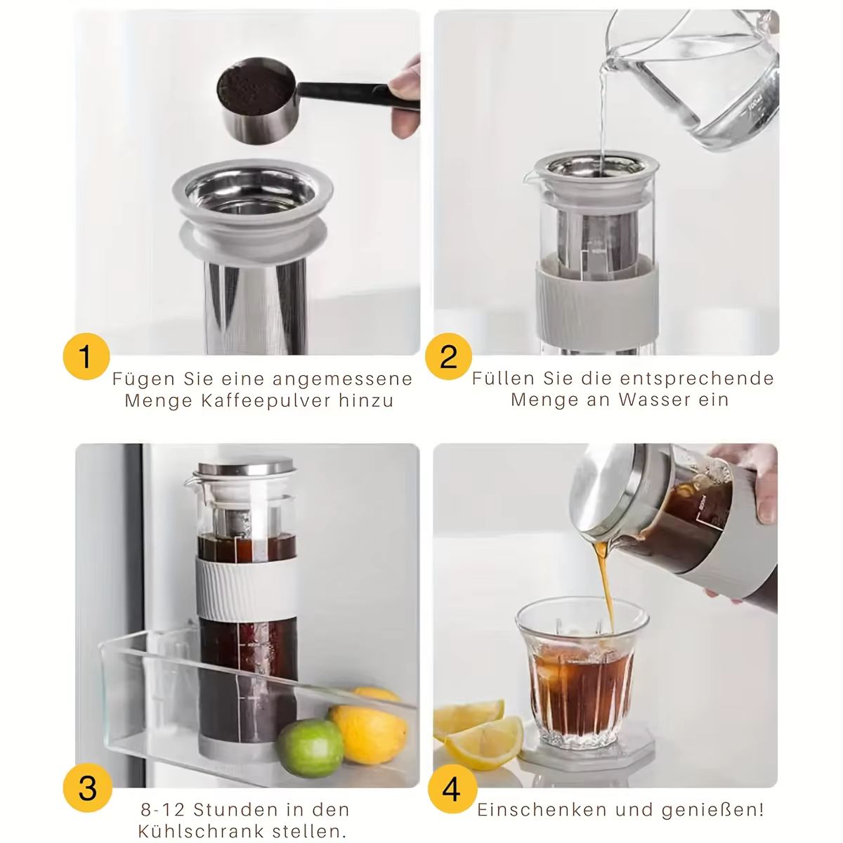 Carafe à café froid avec brosse de nettoyage