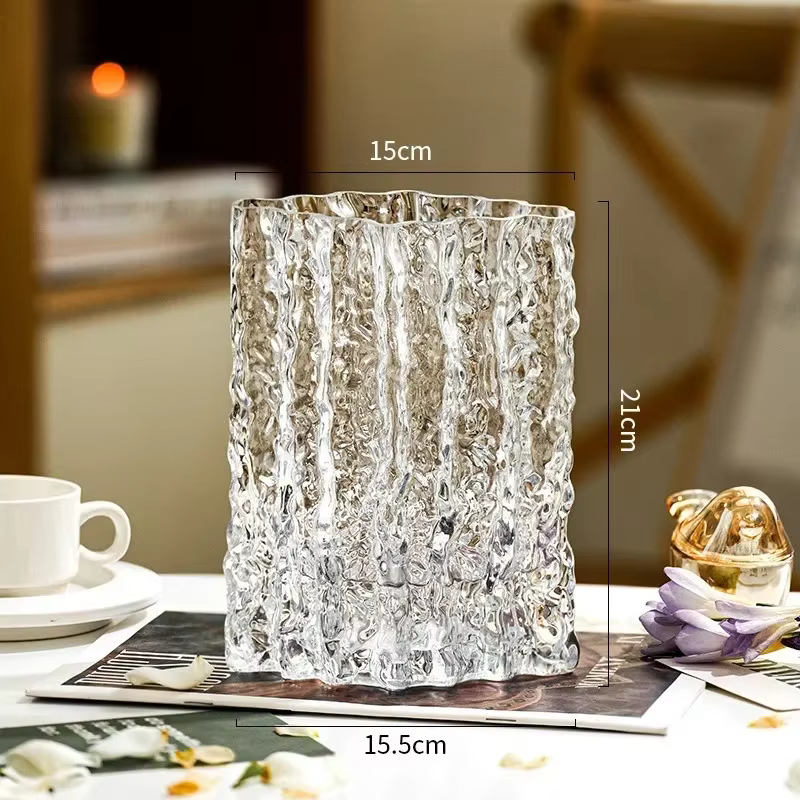 Vase en verre transparent haut de gamme pour la décoration de la maison