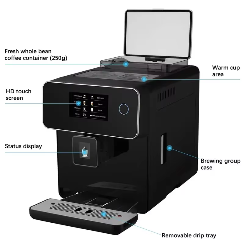 pour. Machine à café expresso italienne, commerciale, intelligente, entièrement automatique, écran tactile numérique, design universel, nouvelle conception, pour la maison