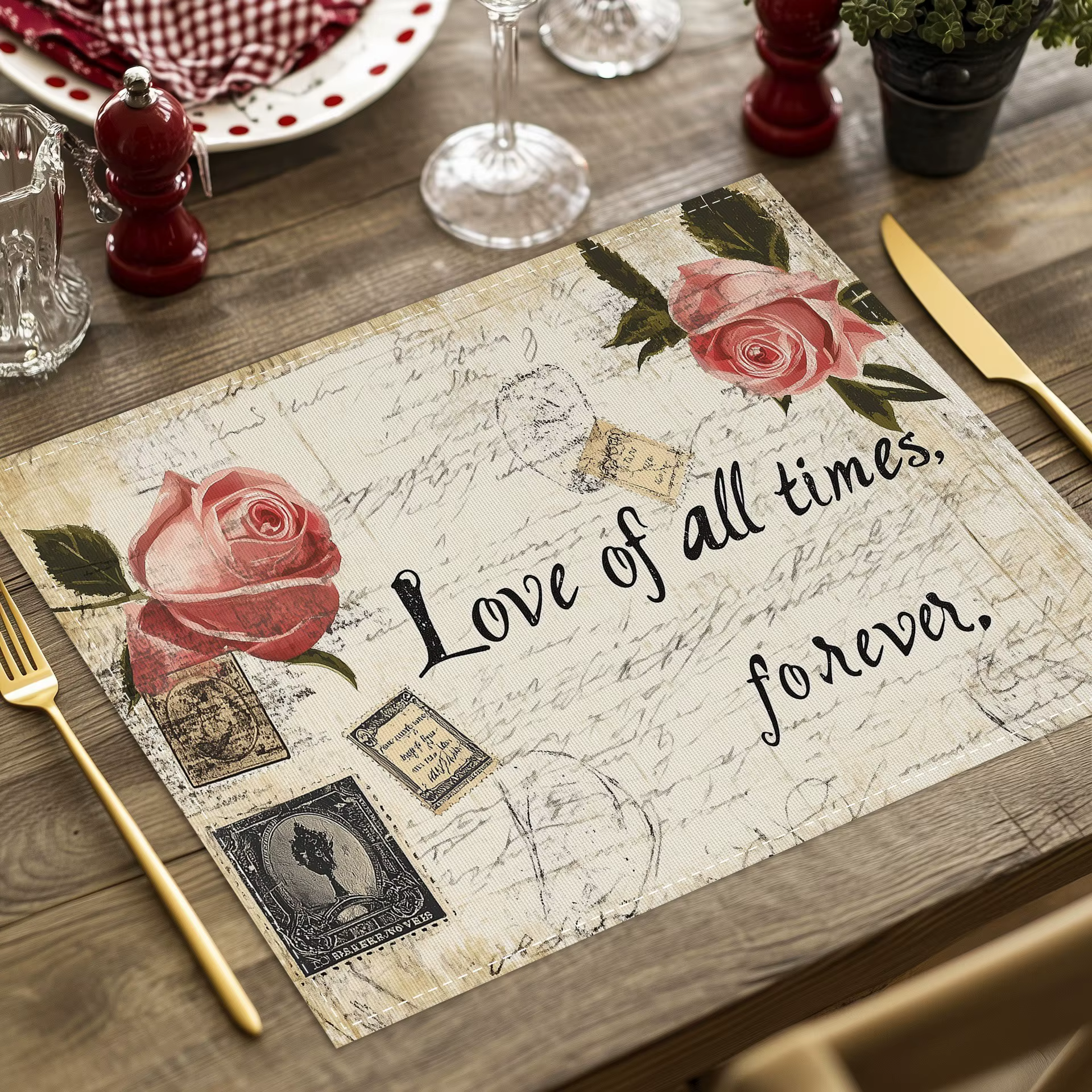 Set de table en lin floral vintage