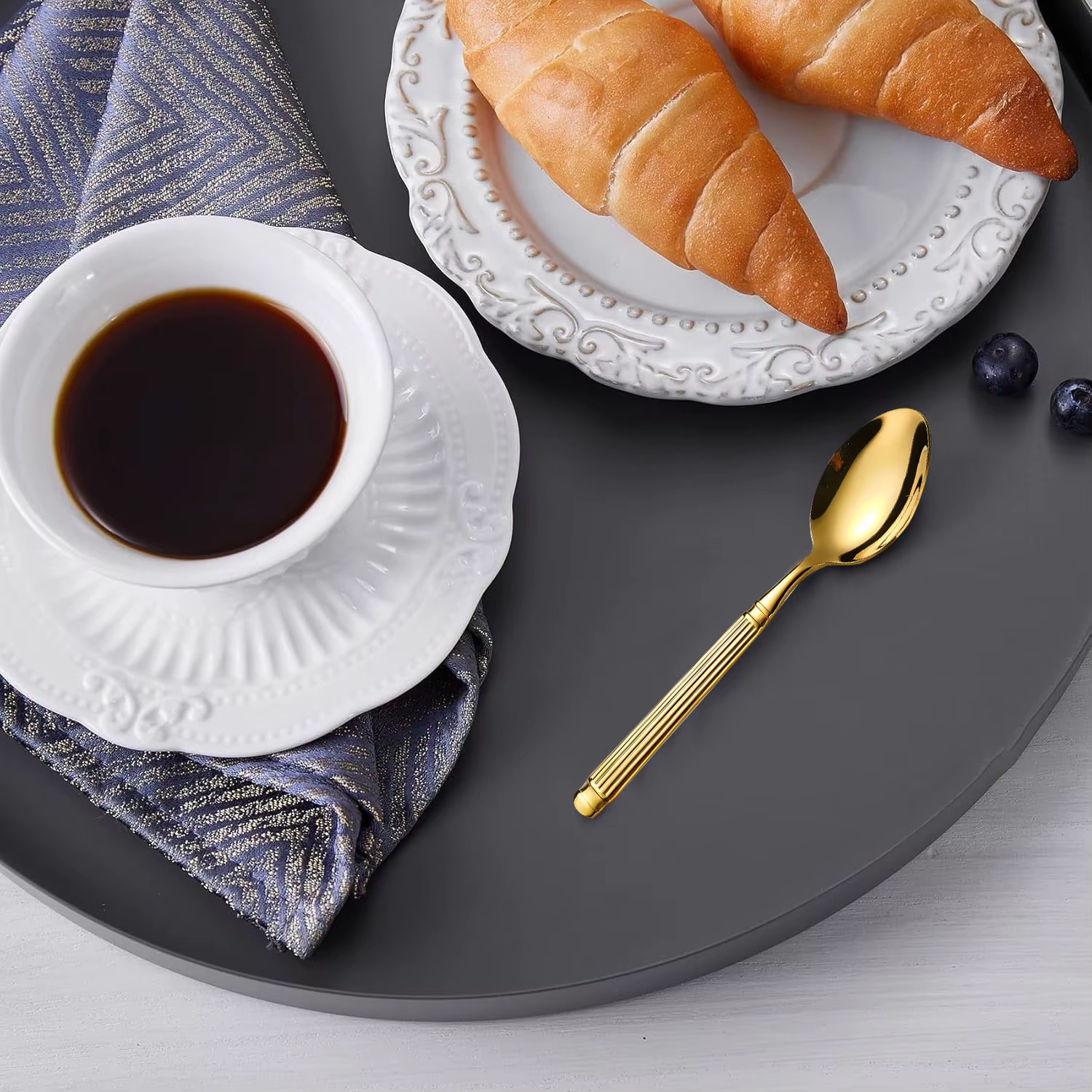 Ensemble de cuillères à expresso de luxe -5 pièces - Mini cuillère à café, acier inoxydable - Design magnifique, traitement poli miroir