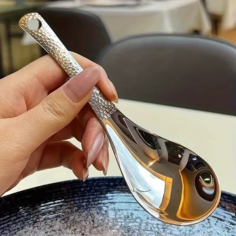 Ensemble de cuillères en acier inoxydable - Couverts polis miroir grande capacité pour desserts