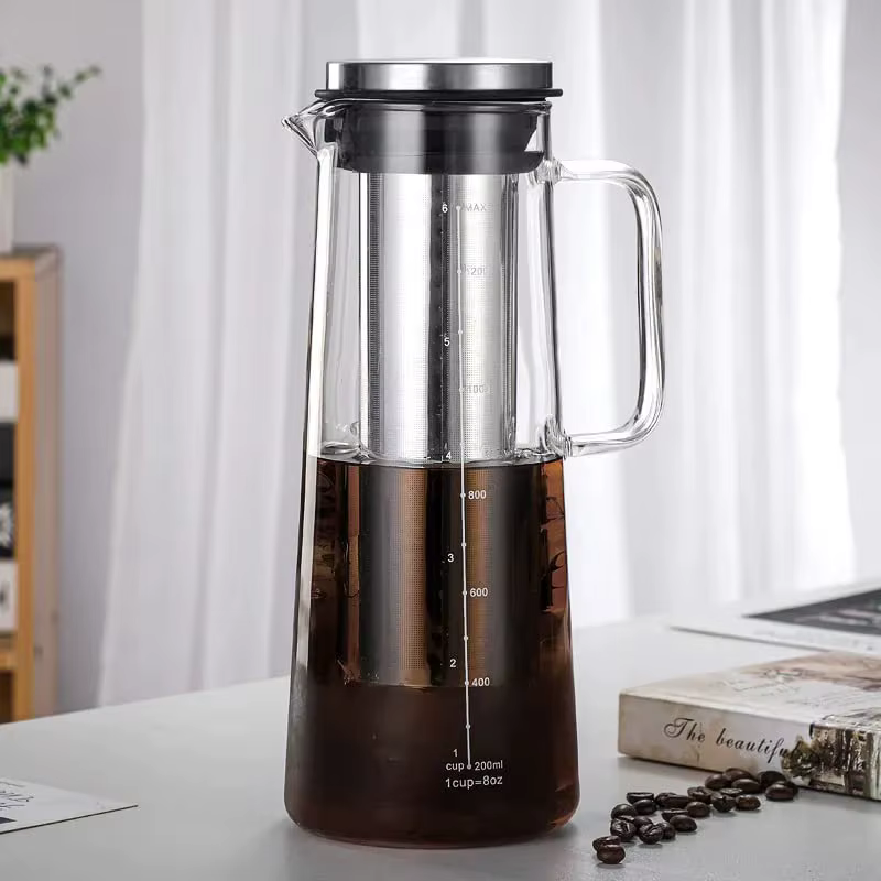 Leeseph Cafetière glacée hermétique à froid et infuseur à thé - Carafe en verre 1