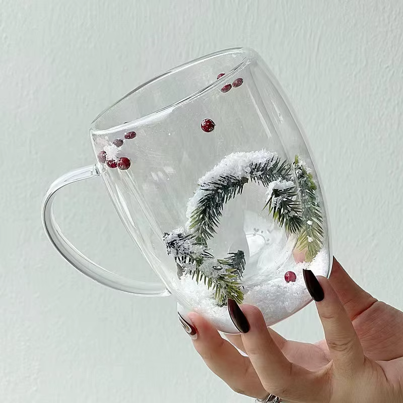 Tasse de noël en verre à Double paroi