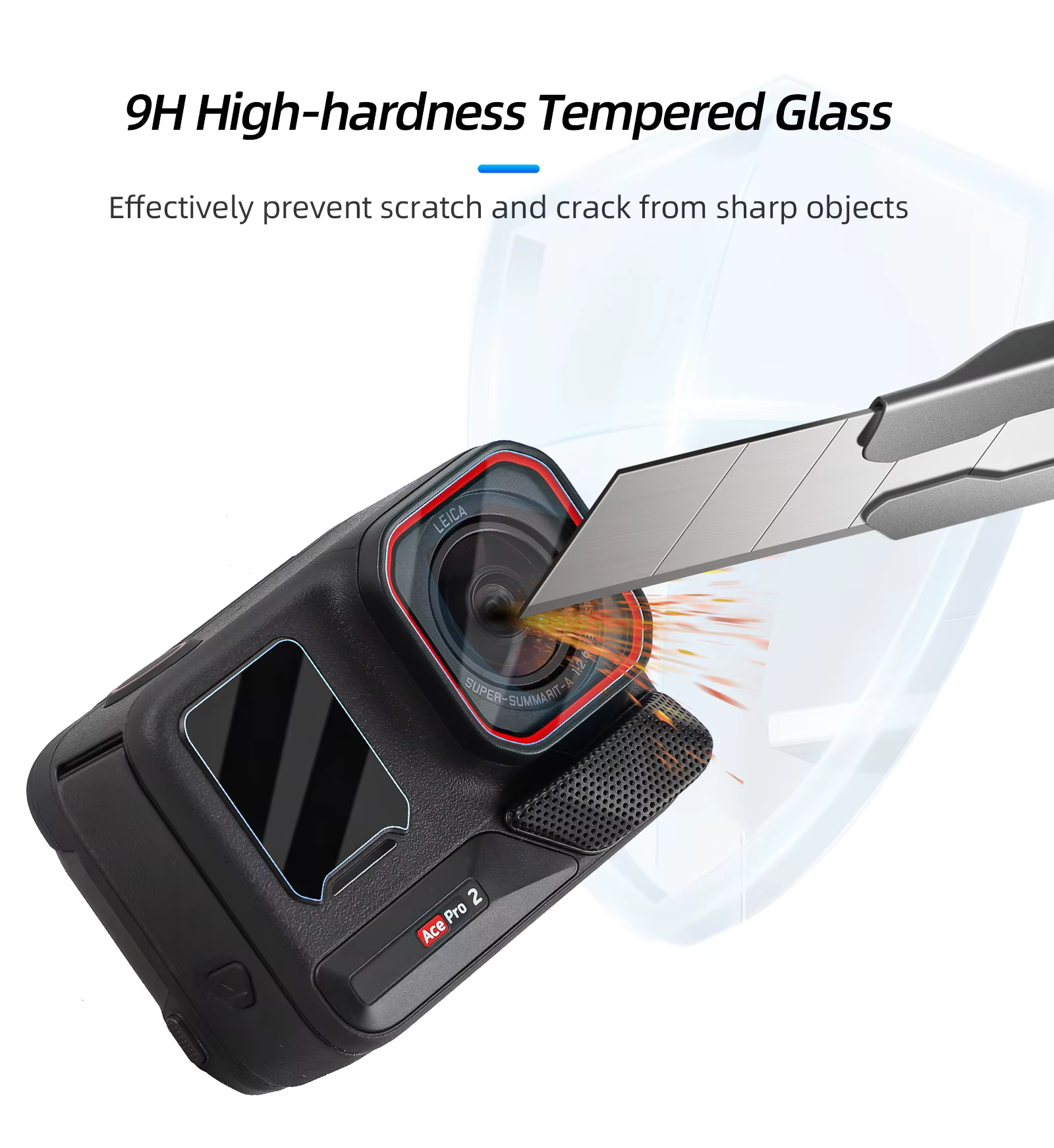 Verre trempé 3-en-1 pour Insta360 Ace Pro 2/1, protecteur d'écran et d'objectif d'appareil photo, film en verre anti-rayures, ensemble d'accessoires Insta 360