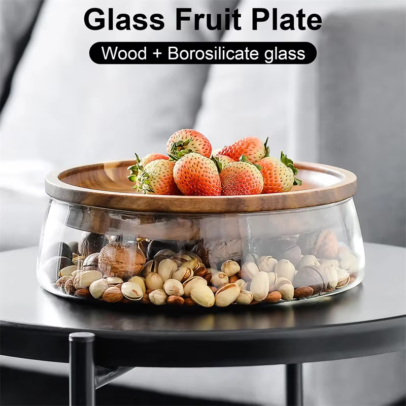 Conteneurs de stockage des aliments en verre créatifs avec couvercle en bois