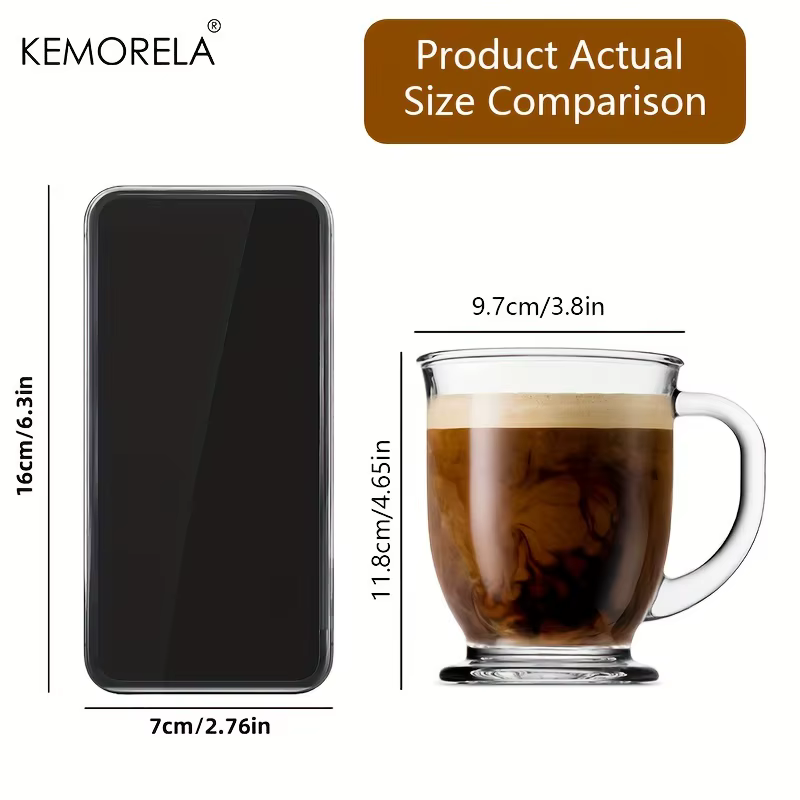 Tasse à café transparente avec poignée, tasse à Cappuccino créative, café, lait, thé, jus, usage domestique, ensemble de verres, 1/4 pièces