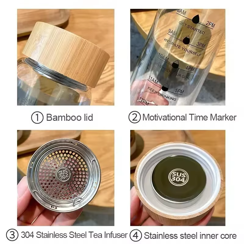 Bouteille d'eau en verre de grande capacité