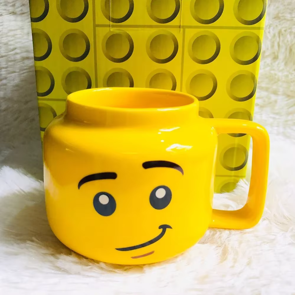 Tasse à café en céramique avec visage souriant, tasse à expression avec poignée, tasses en porcelaine à tête de dessin animé pour enfants, cadeaux de tasses en céramique pour la famille