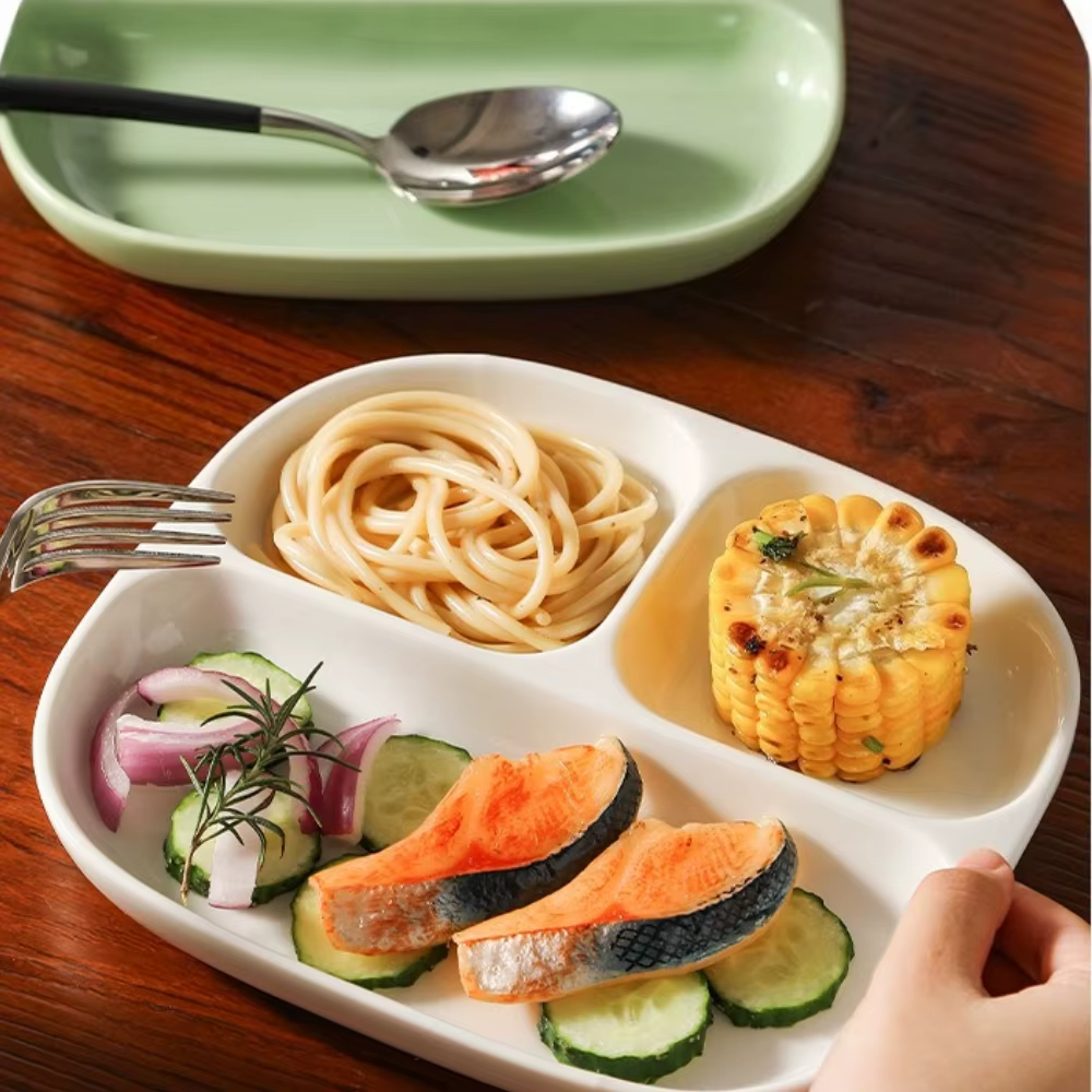 Assiette de petit déjeuner en céramique à Triple grille