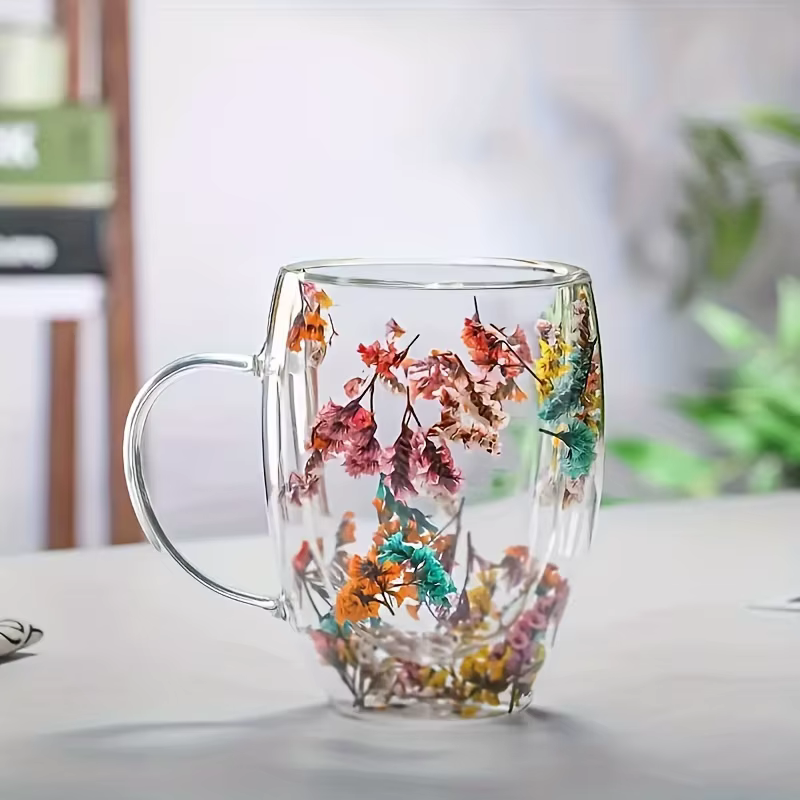 Tasses à café en verre transparent à double paroi