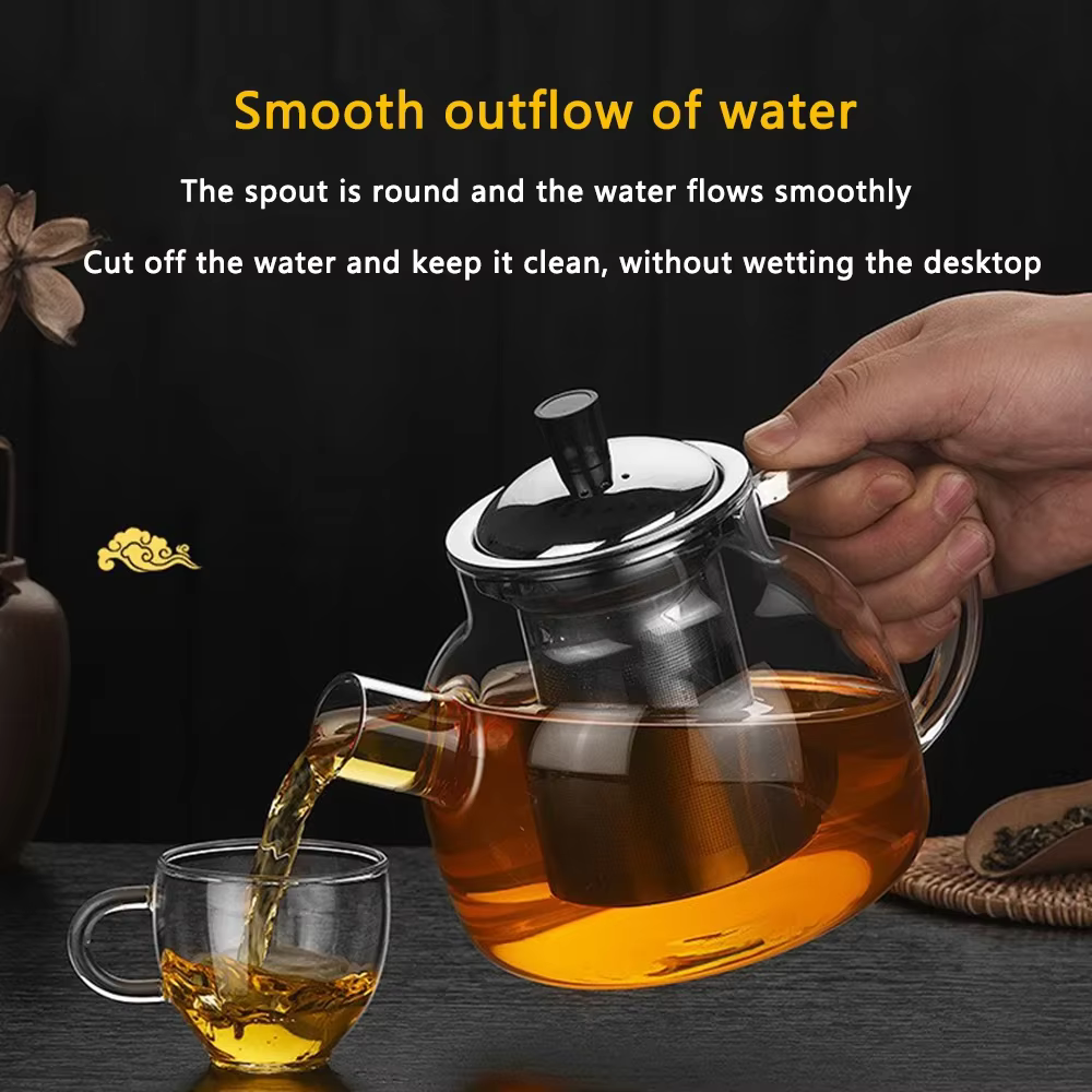 Théière en verre 800/1500ml avec infuseur en acier inoxydable