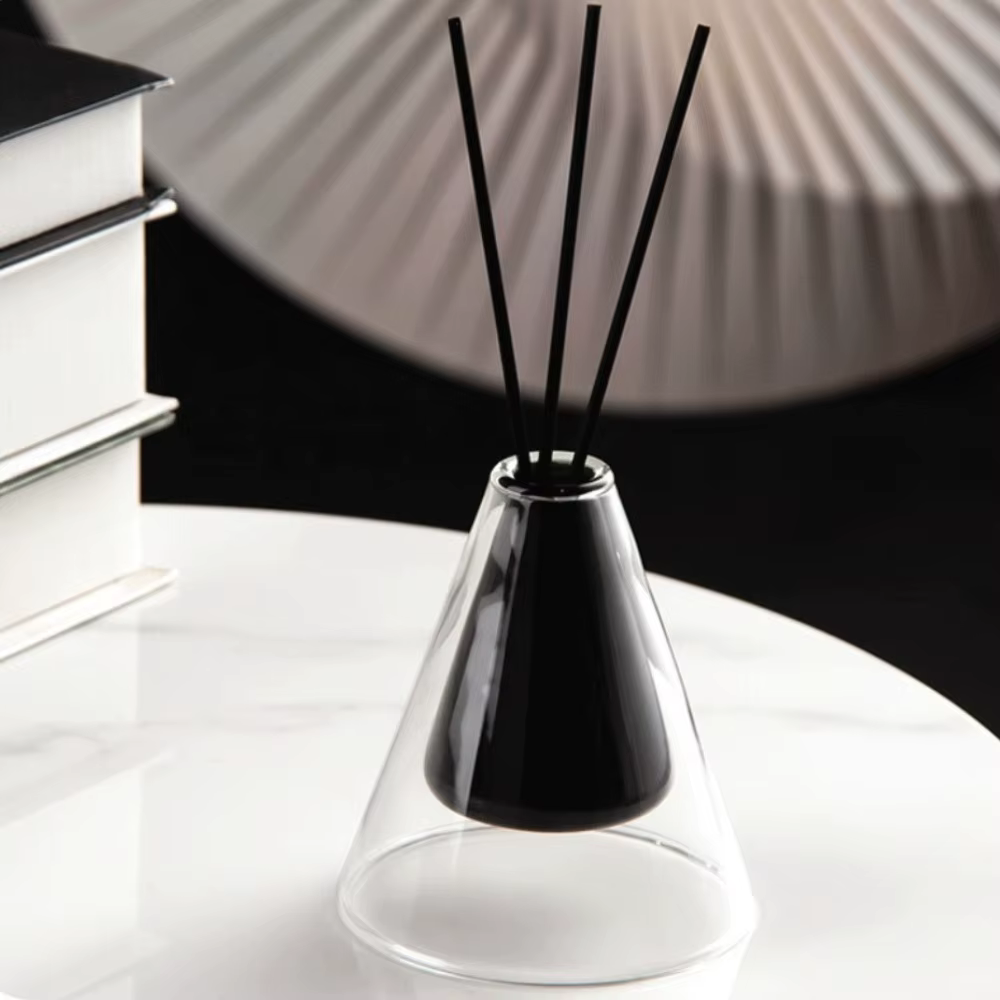 Bouteille en verre triangulaire à double paroi pour aromathérapie, organisateur d'huiles, conteneurs de rangement, centre de table de mariage, décoration intérieure