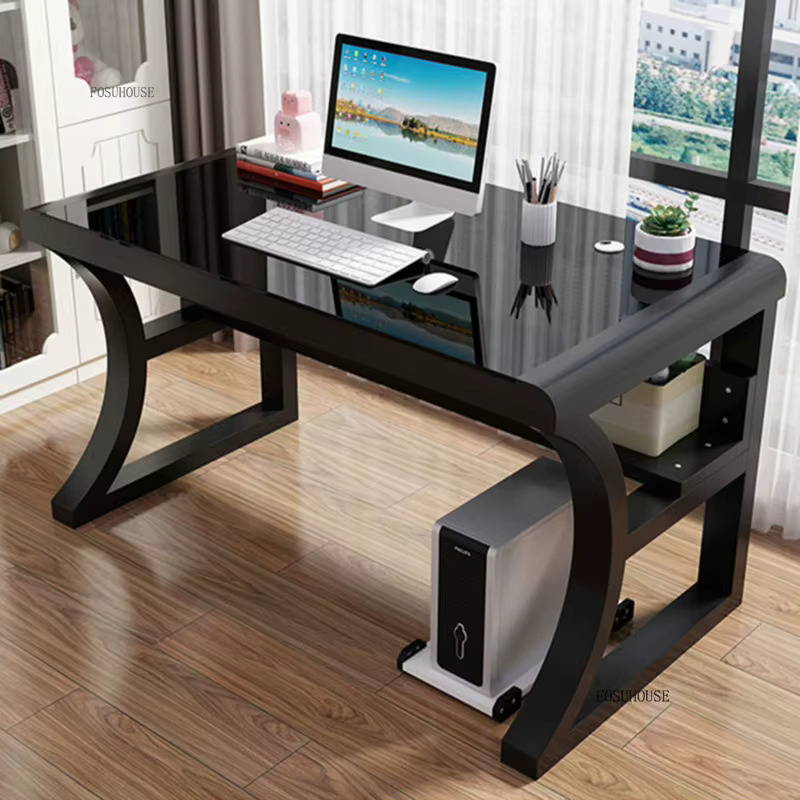 Bureaux d'ordinateur créatifs en verre trempé, table d'ordinateur de bureau à domicile, pour meubles de bureau, bureau minimaliste moderne pour chambre à coucher