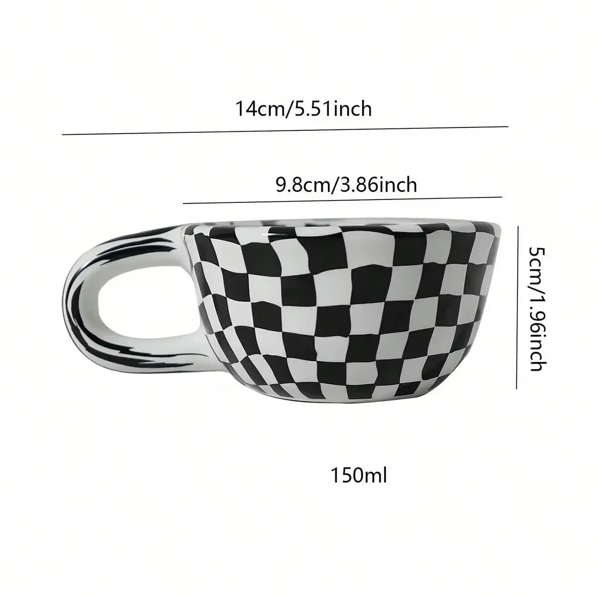 Tasse à thé créative en céramique à motif à carreaux
