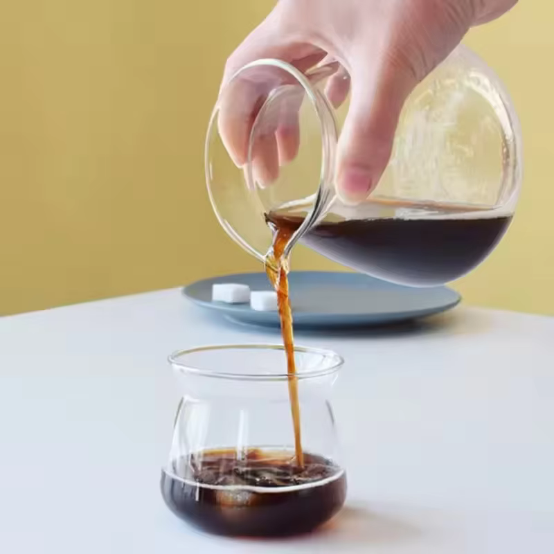 Serveur de café goutte à goutte chaud, cafetière infusée à la main, tasses claires bleu gris, tasse à café en verre à haute teneur en Borosilicate résistante à la chaleur froide