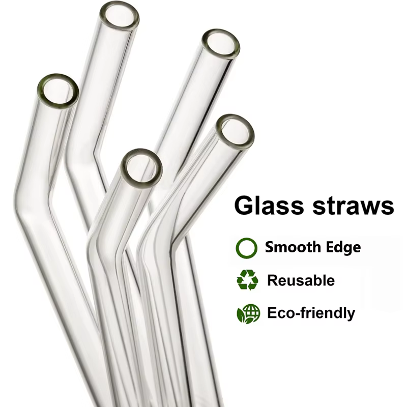 Pailles réutilisables en verre transparent