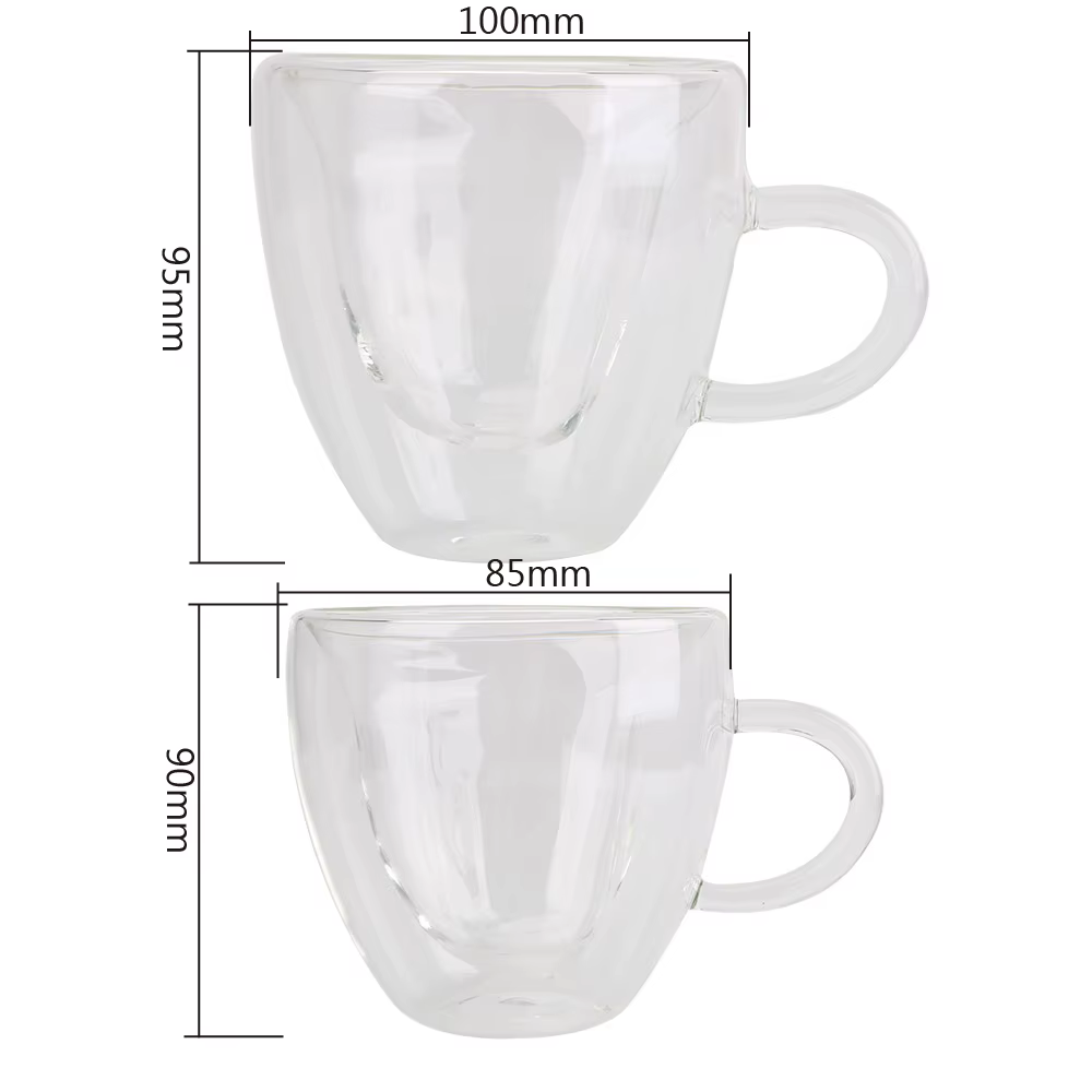 Tasse en verre à Double paroi en forme de cœur d'amour