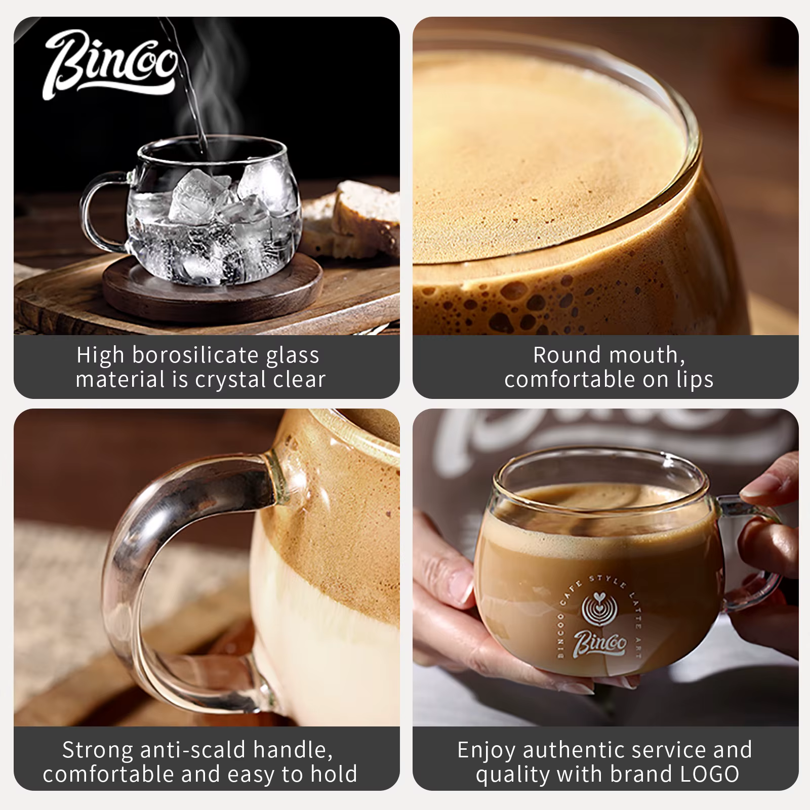 Bincoo-Tasse à café en verre borosilicate avec poignée