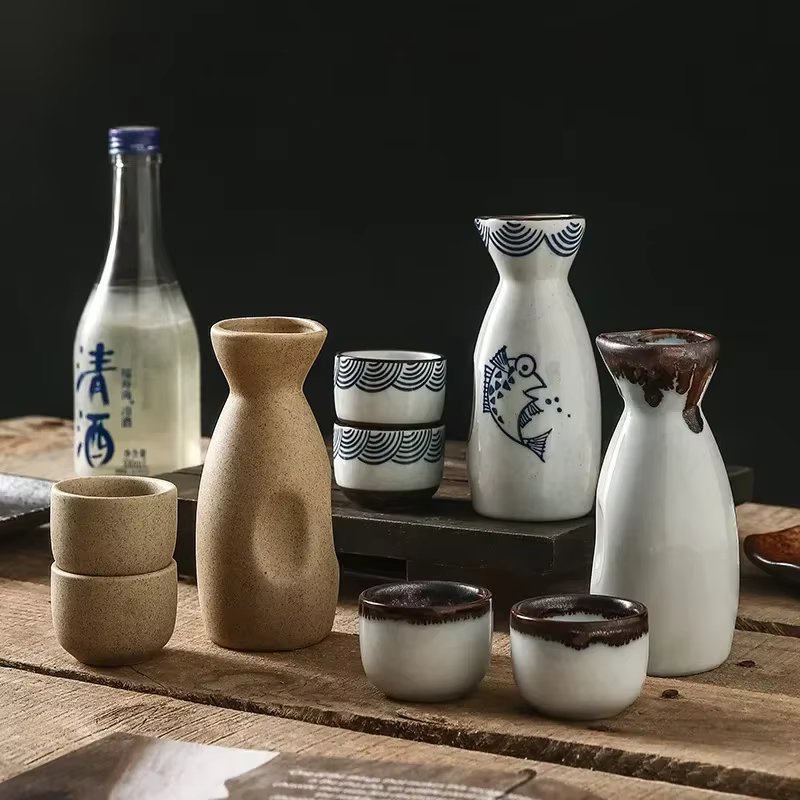 Distributeur de Saké Izakaya Japonais en Céramique Vintage