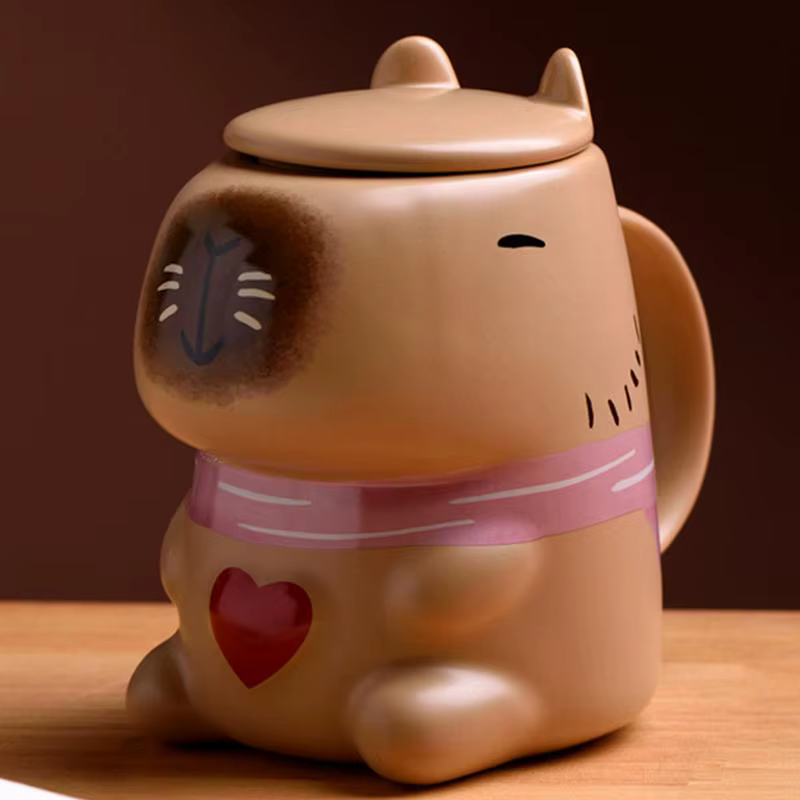 Capybara-Tasse à café en céramique avec motif de cœur