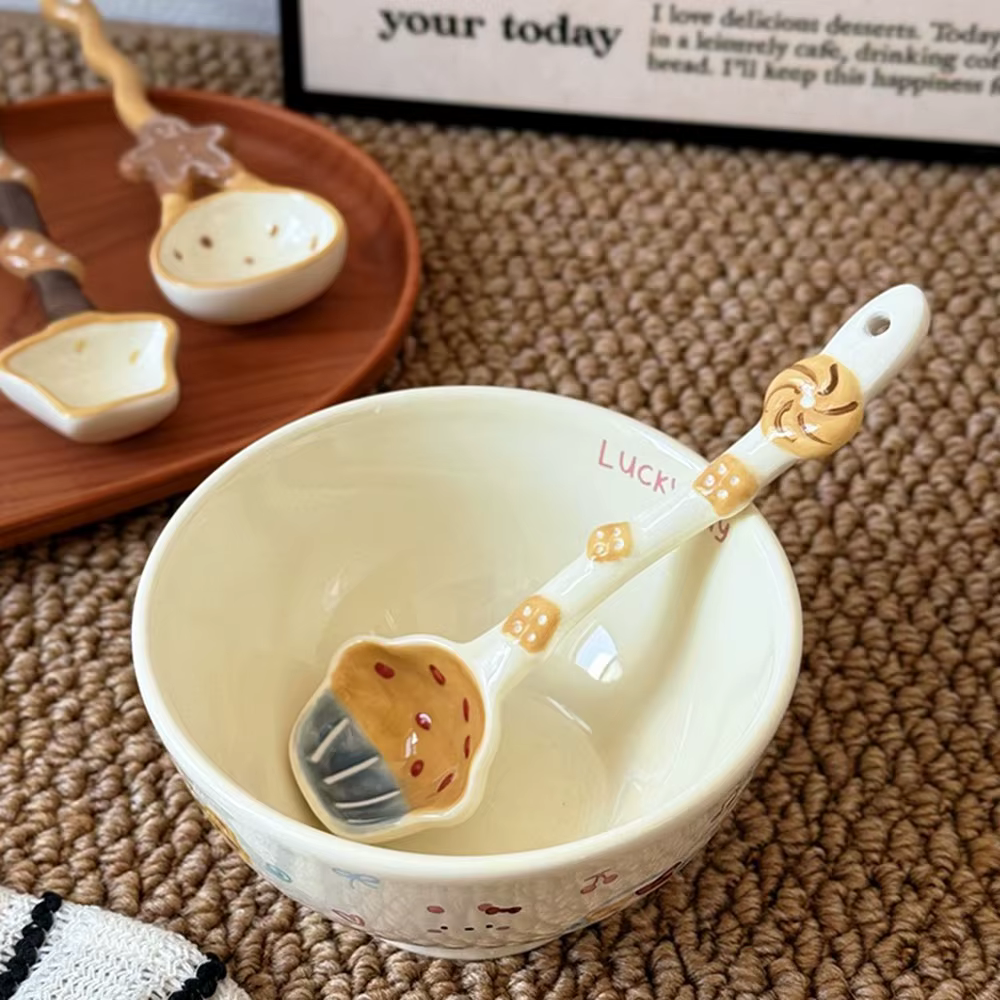 Cuillère à soupe en céramique à Long manche