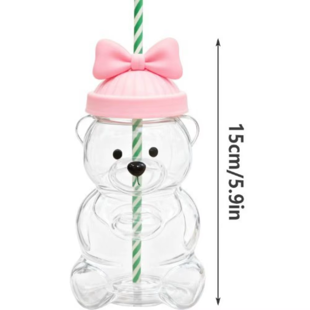 Tasse en verre ours 2025 mignonne transparente avec couvercle