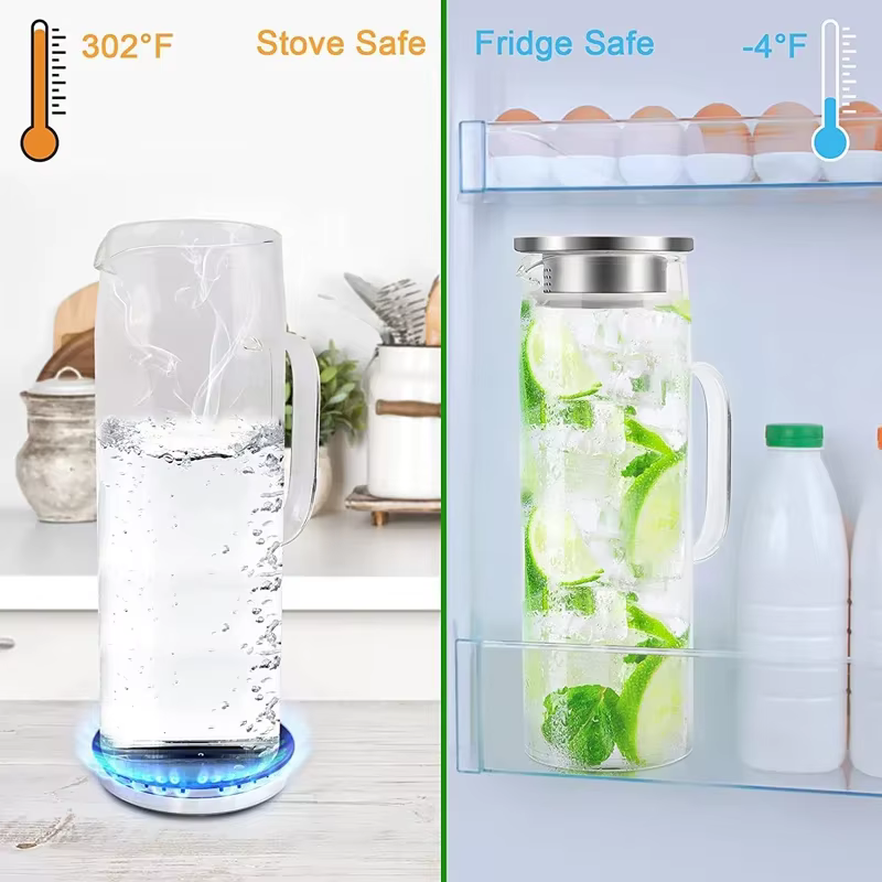 Pichet en verre avec couvercle scellé