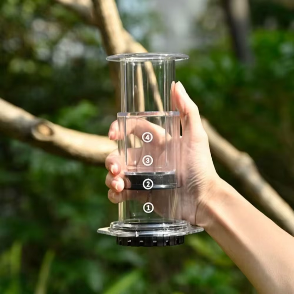 Partager Pot Portable bouilloire à café Transparent Style français presse cafetière anti-dérapant léger main Verser