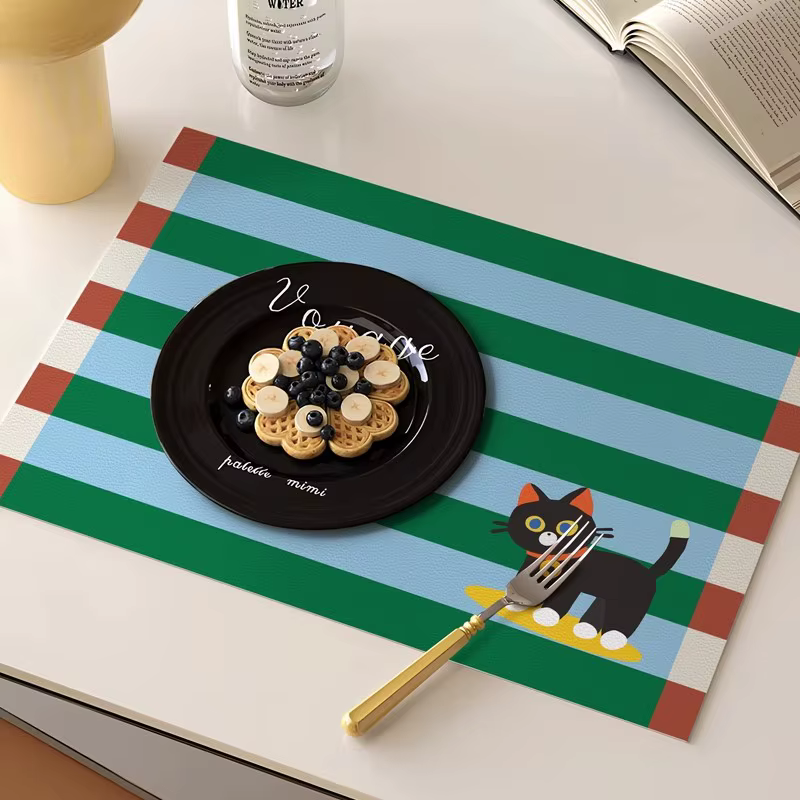 Napperons de salle à manger rétro Dopamine chats