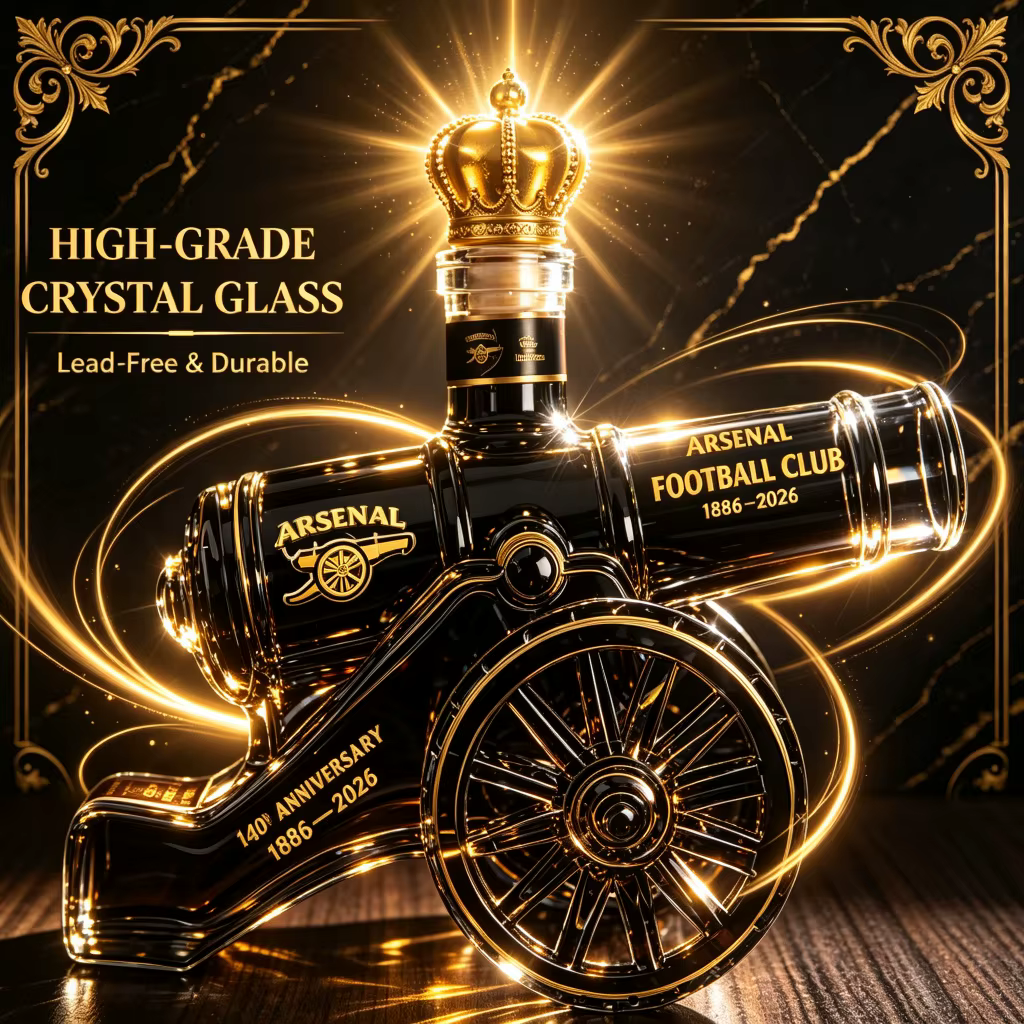 Carafe en verre Arsenal Cannon 140ème anniversaire, bouteille de whisky et de vin, objet de collection pour les fans de football, décoration de bar, ornement