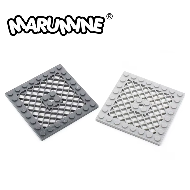 Marumine-Plaque modifiée 8x8 avec grille et trou au centre, pièces de briques, outils de construction, accessoires MOC, maison, passe-temps, urgence, 4151b