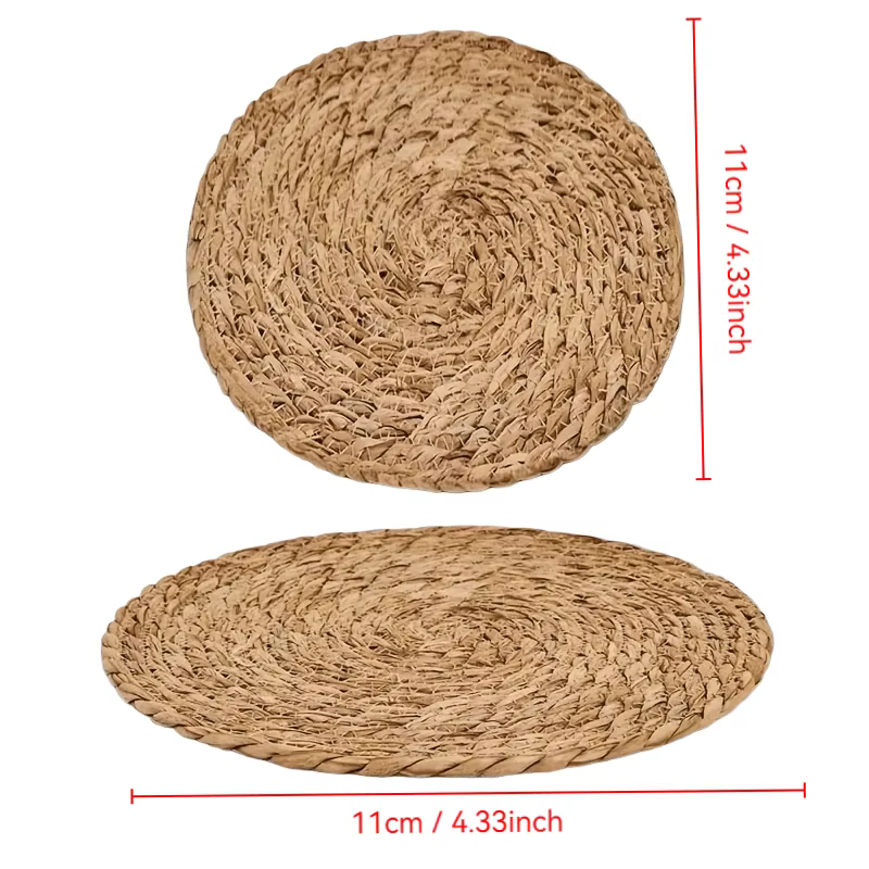4 pièces de sets de table ronds en rotin