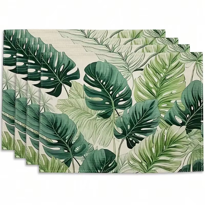 Sets de Table Imprimés de Feuilles Vertes Tropicales